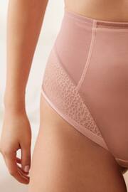 Rose Pink High Rise Animal Print Mesh Tummy Control Knickers - Image 4 of 5
