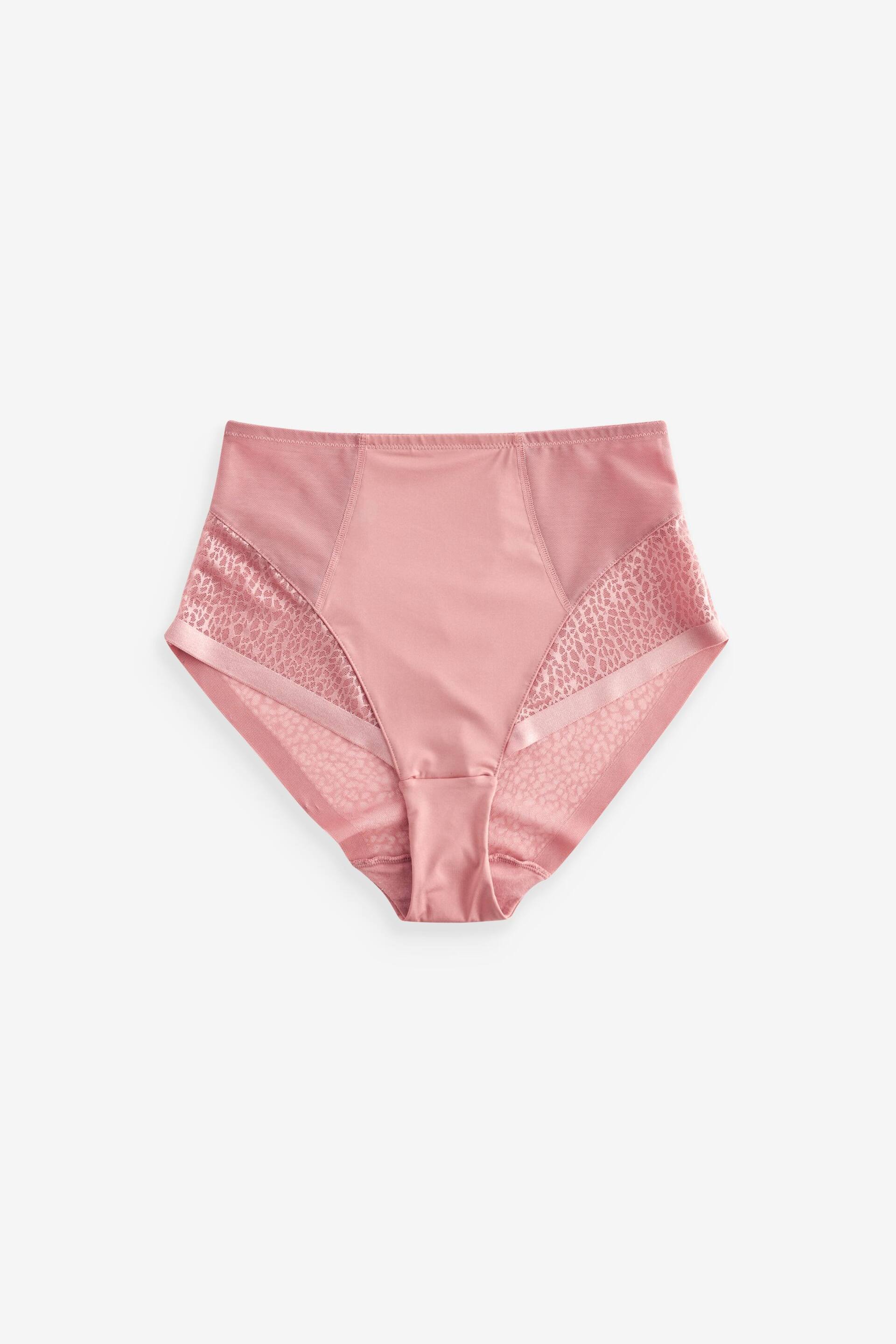 Rose Pink High Rise Animal Print Mesh Tummy Control Knickers - Image 5 of 5