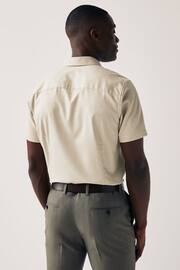 Neutral Brown Slim Fit Trimmed Formal Short Sleeve Shirt - Image 2 of 7