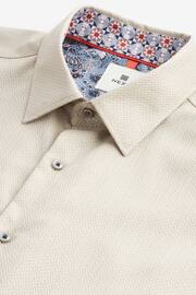 Neutral Brown Slim Fit Trimmed Formal Short Sleeve Shirt - Image 6 of 7