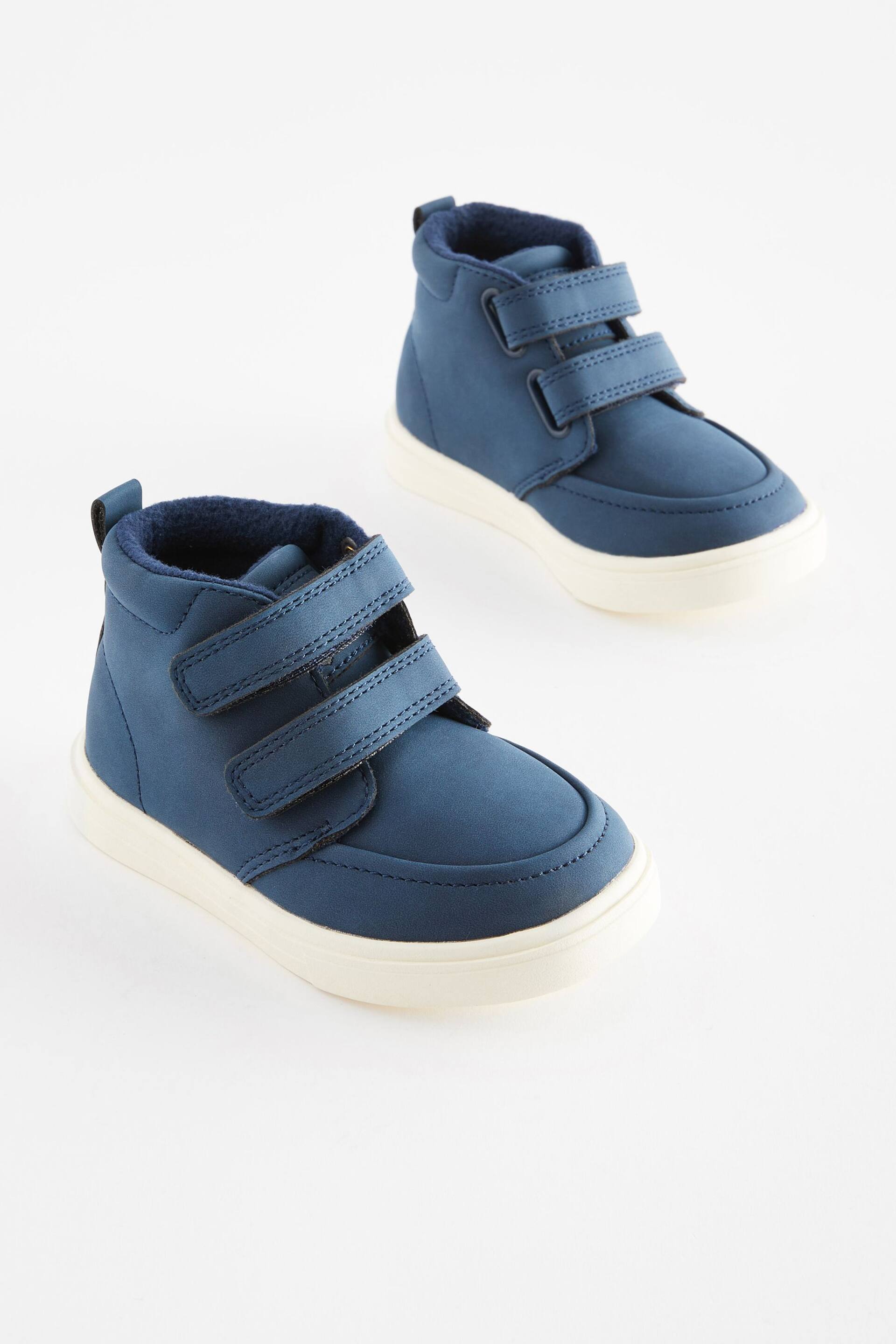 Navy Blue With Off White Sole Wide Fit (G) Warm Lined Touch Fastening Boots - Image 1 of 5