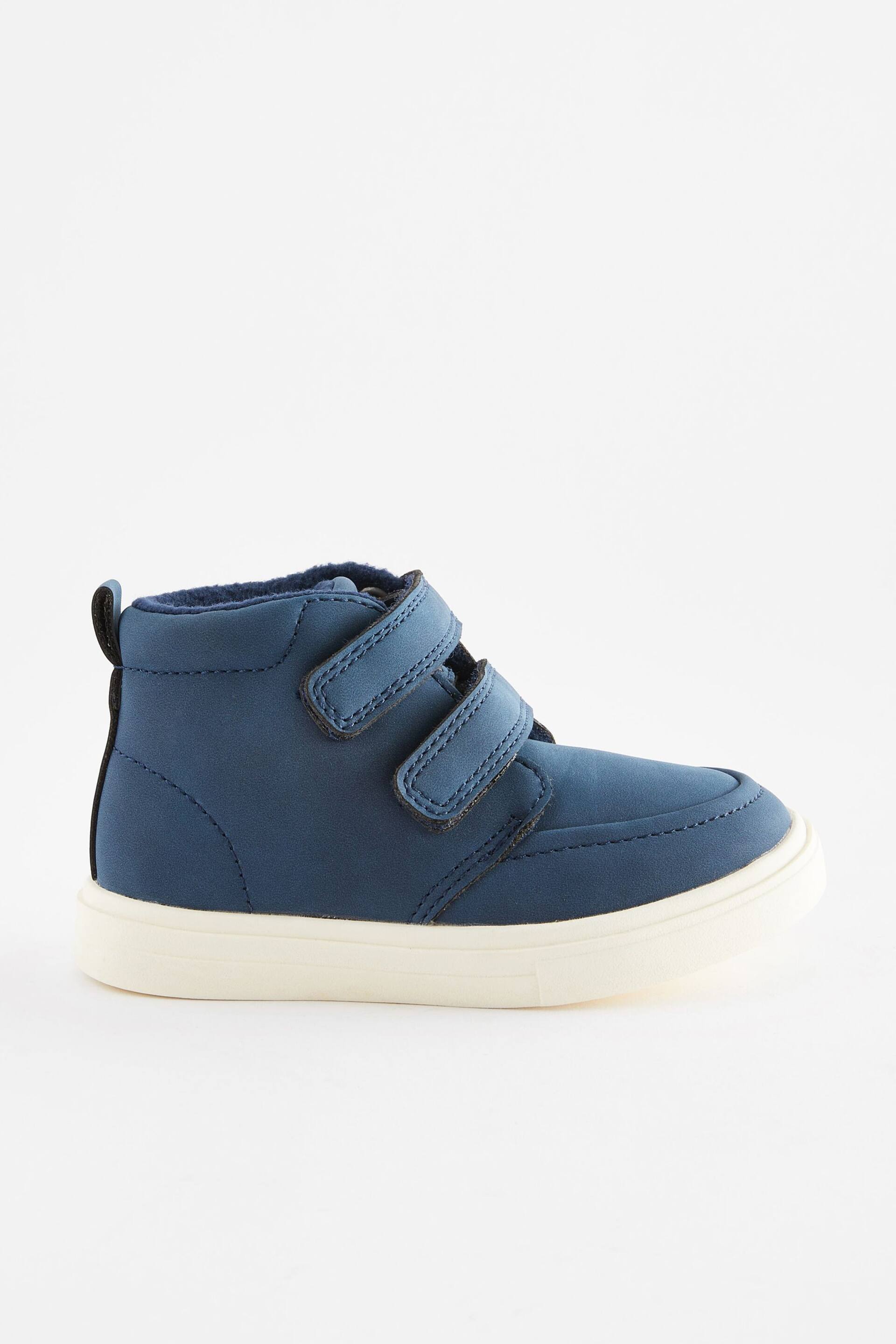 Navy Blue With Off White Sole Wide Fit (G) Warm Lined Touch Fastening Boots - Image 2 of 5