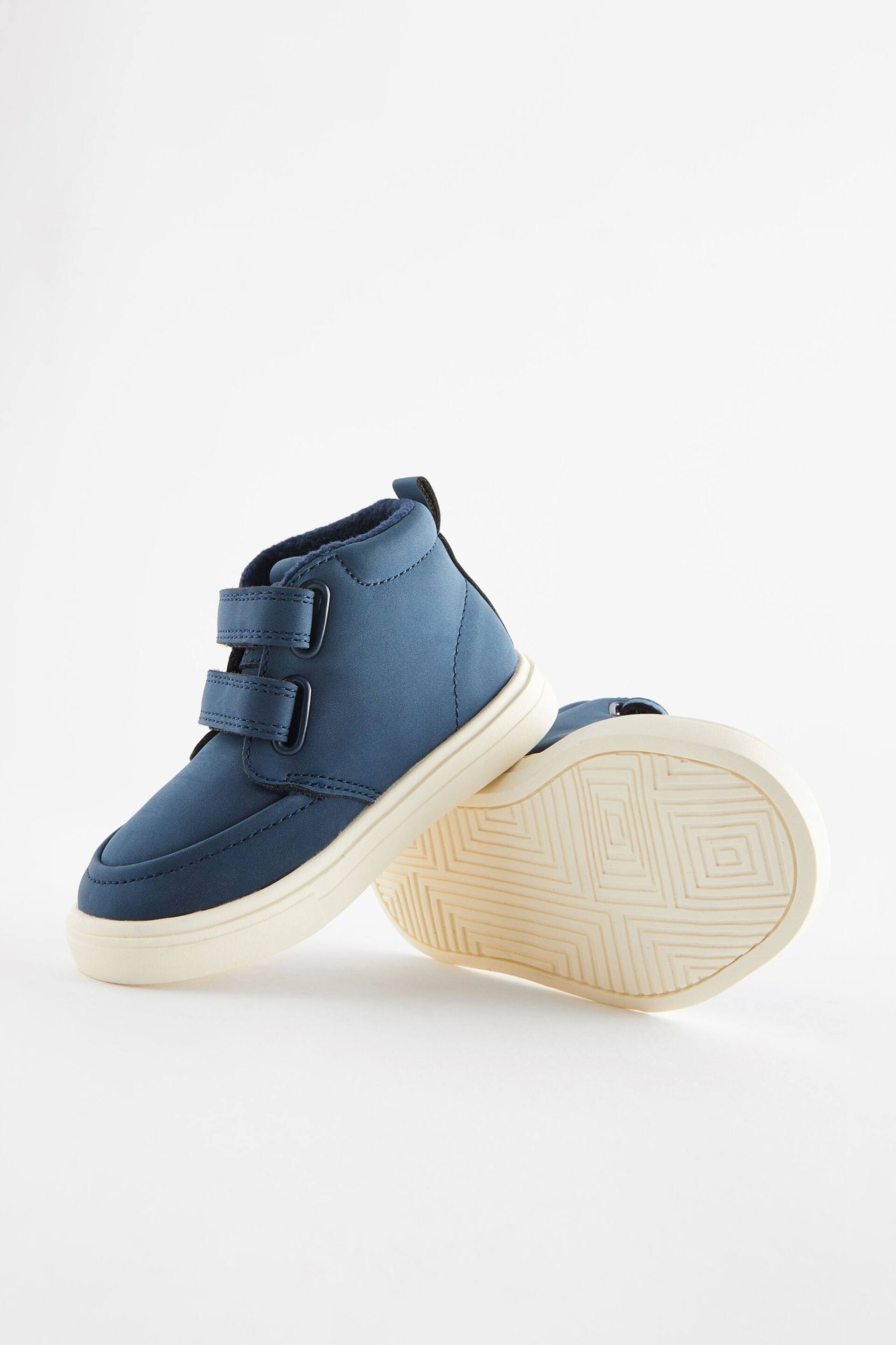 Navy Blue With Off White Sole Wide Fit (G) Warm Lined Touch Fastening Boots - Image 4 of 5