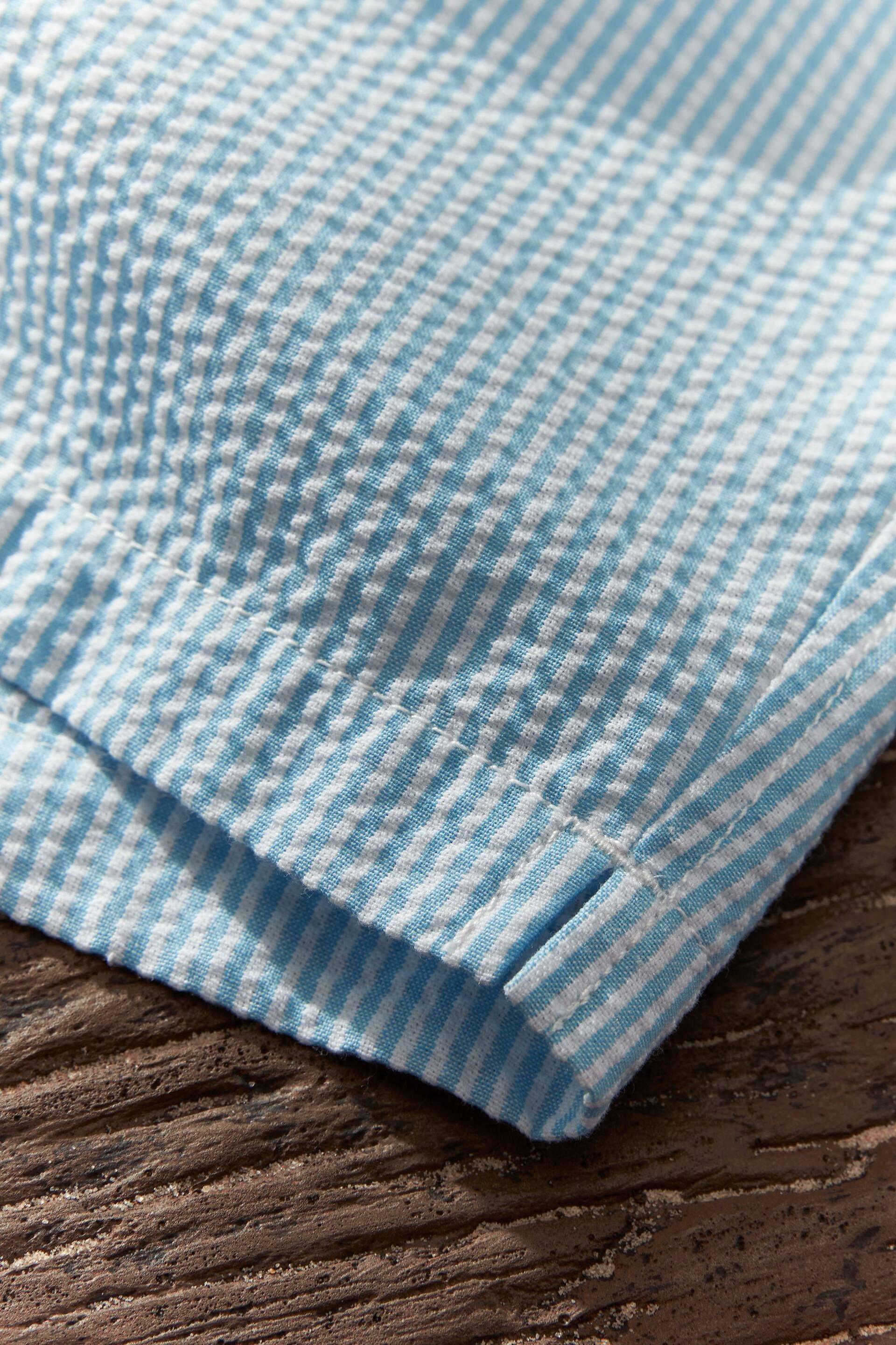 Blue and White Seersucker Striped Premium Swim Shorts - Image 9 of 11