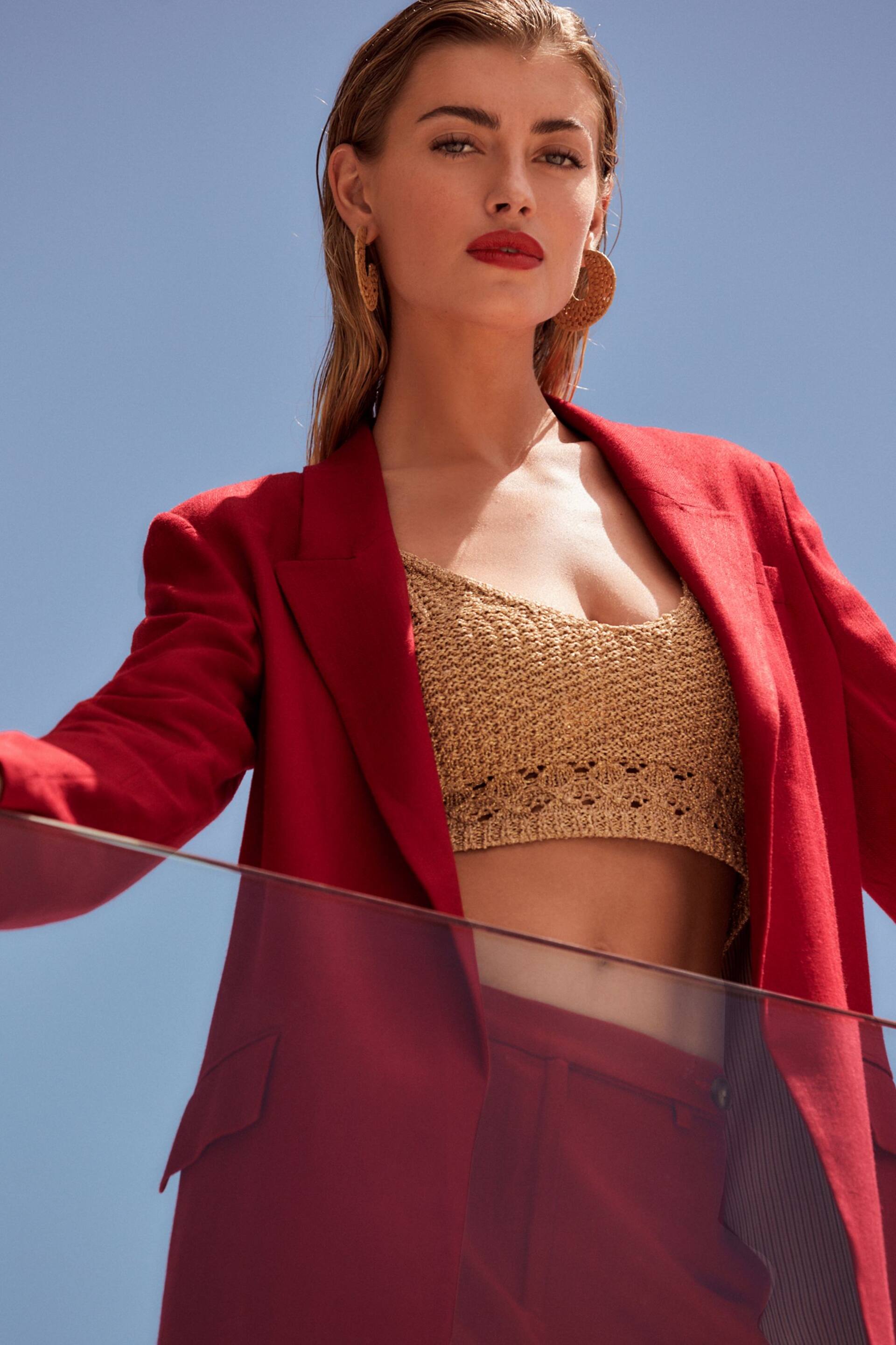 Red Linen Blazer - Image 1 of 6