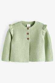 Sage Green Baby Frill Shoulder Knitted Cardigan (0mths-2yrs) - Image 1 of 3