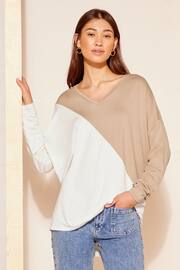 Friends Like These Cream Soft Jersey V Neck Long Sleeve Tunic Top - Image 1 of 4