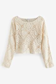 Cream Long Sleeve Crochet Top - Image 6 of 7