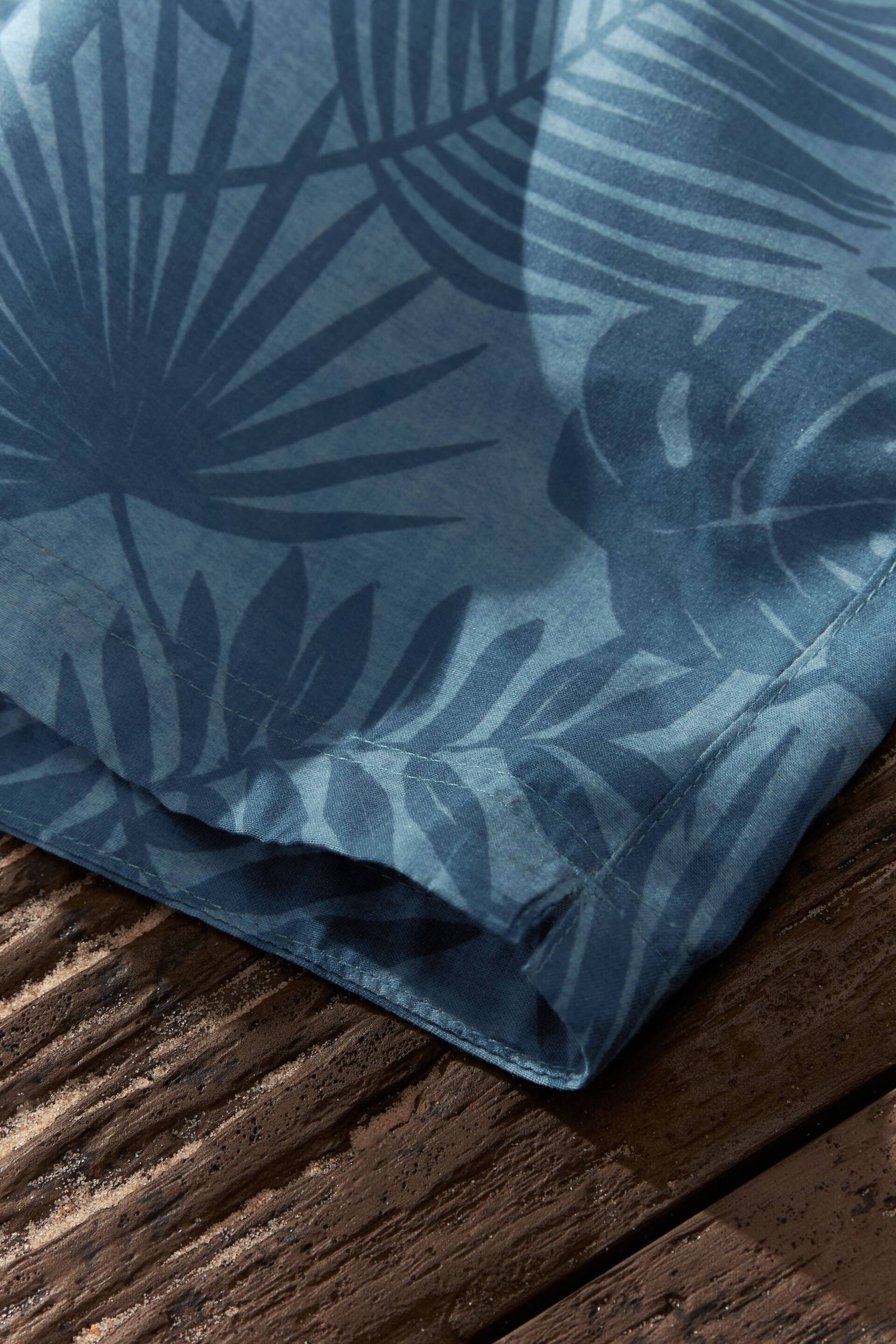 Light Blue Textured Leaf Regular Fit Printed Swim Shorts - Image 10 of 12
