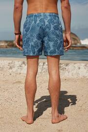 Light Blue Textured Leaf Regular Fit Printed Swim Shorts - Image 4 of 12