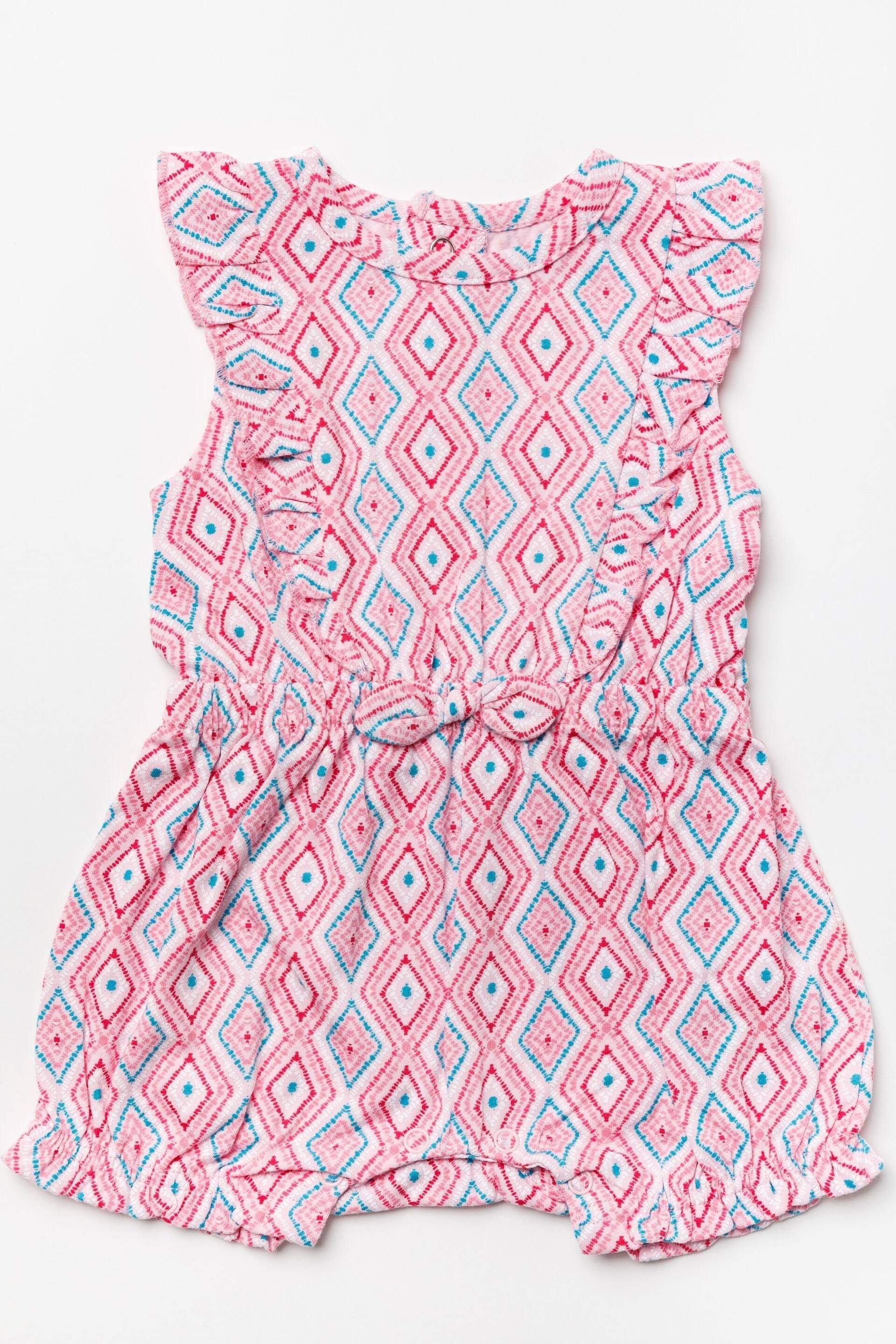 Miss Pink Geometric Print Cotton Frill Sleeved Playsuit - Image 2 of 3