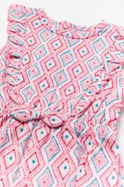 Miss Pink Geometric Print Cotton Frill Sleeved Playsuit - Image 3 of 3