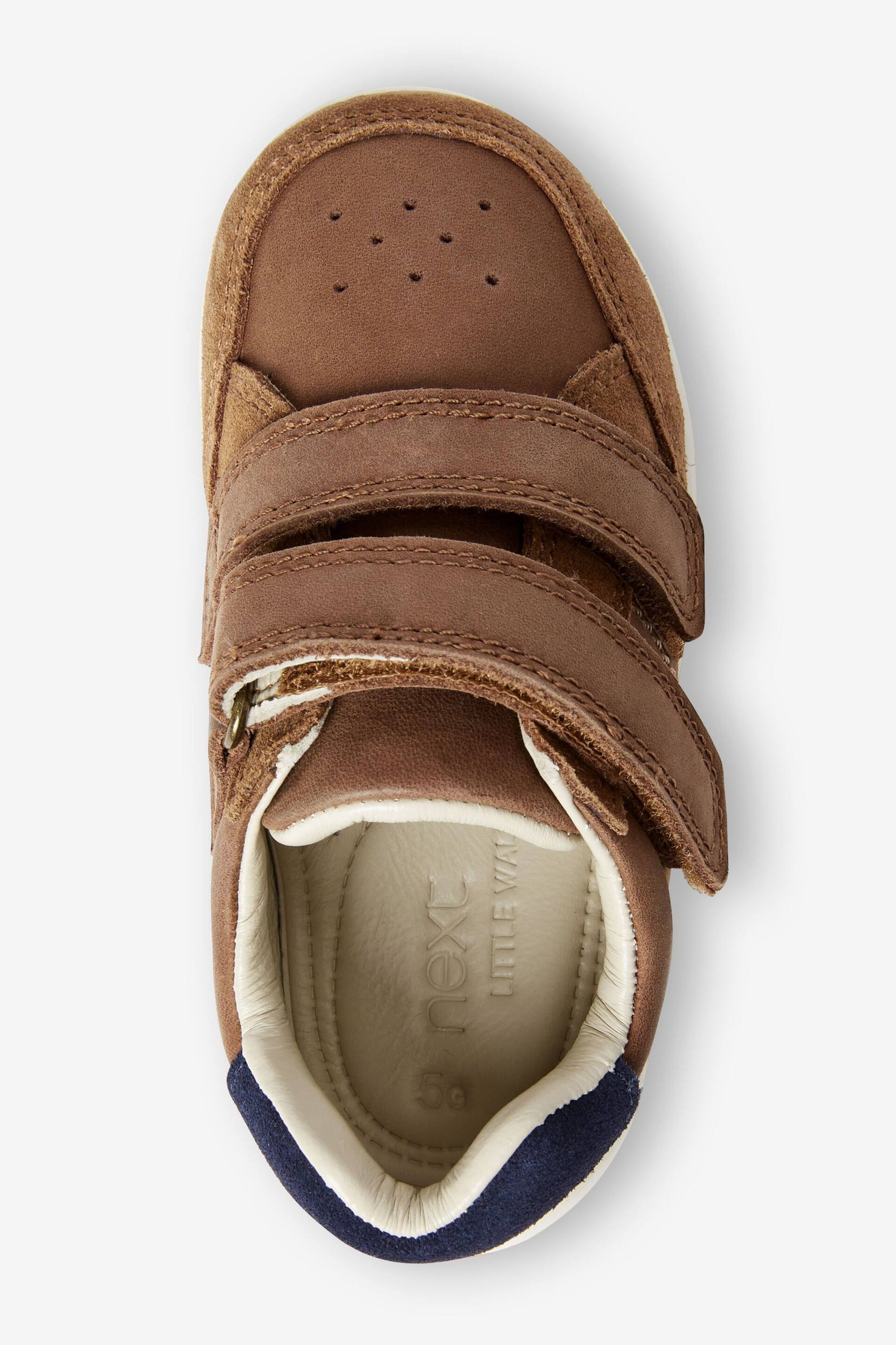 Tan Brown Wide Fit (G) Touch Fastening Leather First Walker Baby Shoes - Image 3 of 4