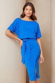 Lipsy Blue Kimono Belted Midi Dress - Image 3 of 4