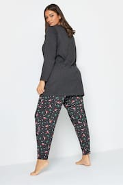 Yours Curve Grey Pugs In Blankets Long Sleeve Cuffed Pyjamas Set - Image 2 of 4