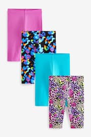 Black/ Pink/ Blue/ Animal Print Cropped Leggings 4 Pack (3-16yrs) - Image 1 of 7