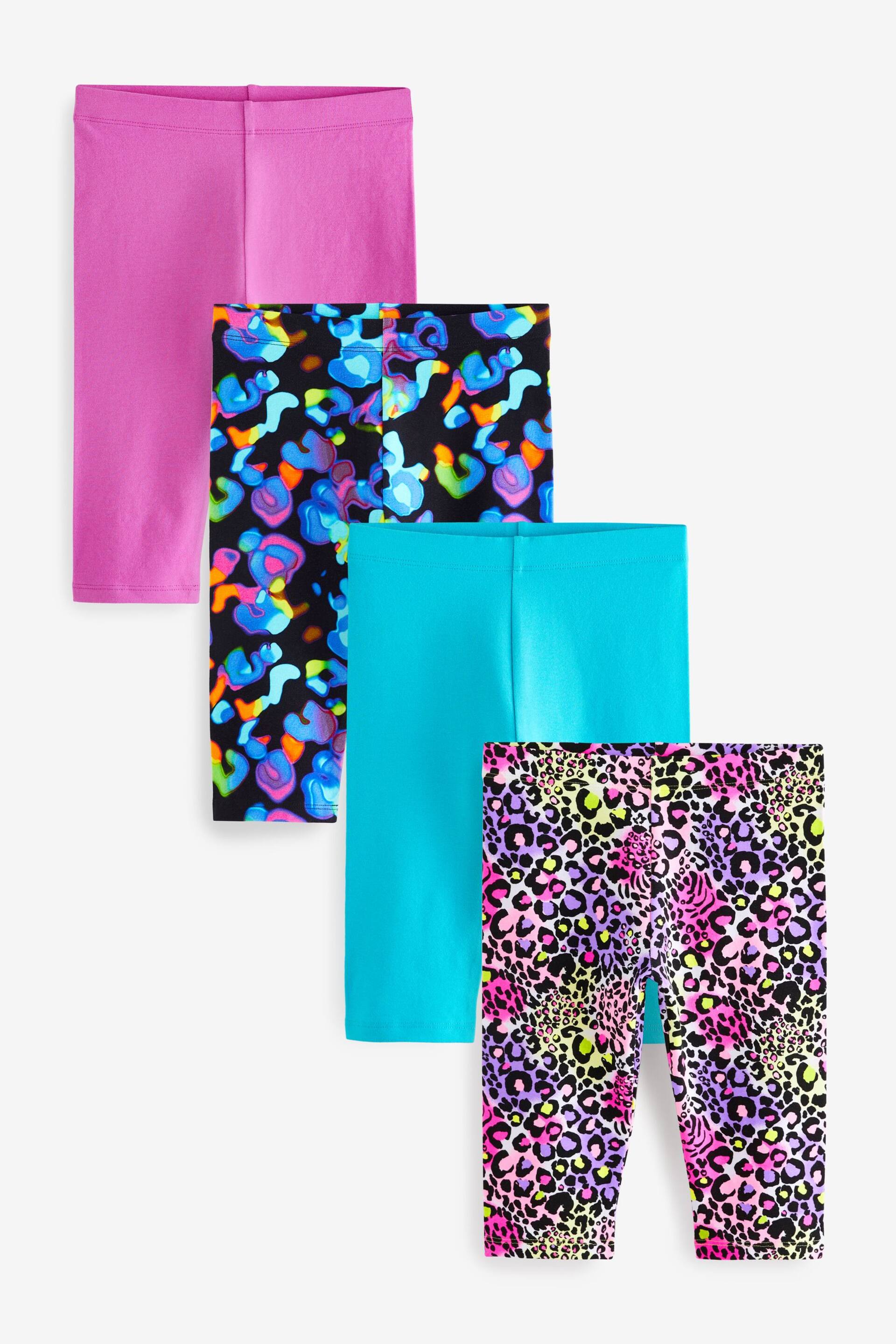 Black/ Pink/ Blue/ Animal Print Cropped Leggings 4 Pack (3-16yrs) - Image 1 of 7