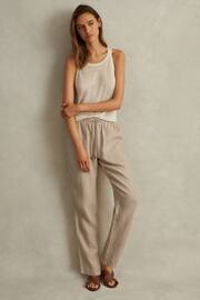 Reiss Sand Romie Drawstring Linen Trousers - Image 1 of 6