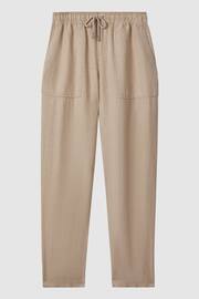 Reiss Sand Romie Drawstring Linen Trousers - Image 2 of 6