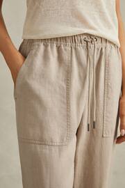 Reiss Sand Romie Drawstring Linen Trousers - Image 4 of 6