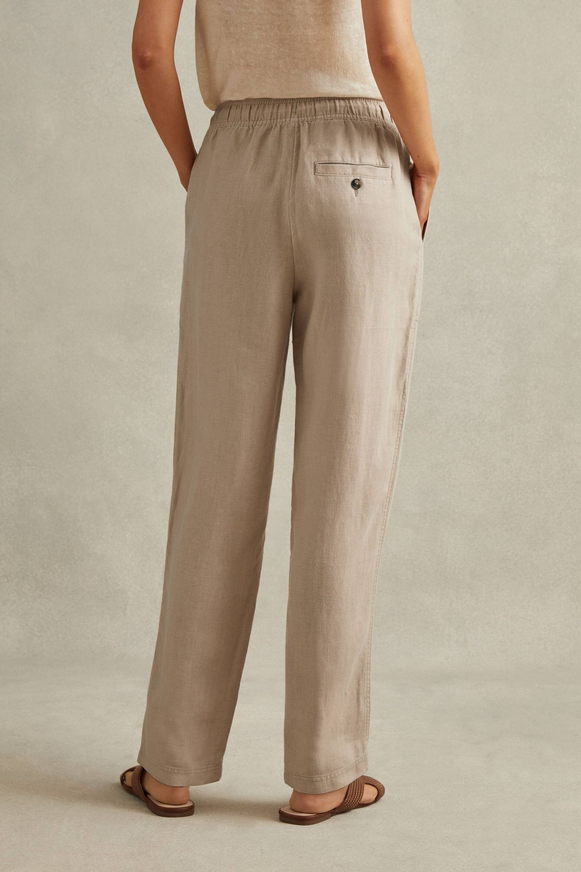 Reiss Sand Romie Drawstring Linen Trousers - Image 5 of 6