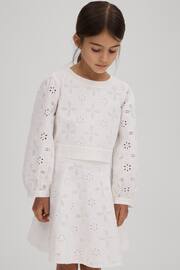 Reiss Ivory Nella Senior Cotton Broderie Lace Bow Back Top - Image 6 of 7