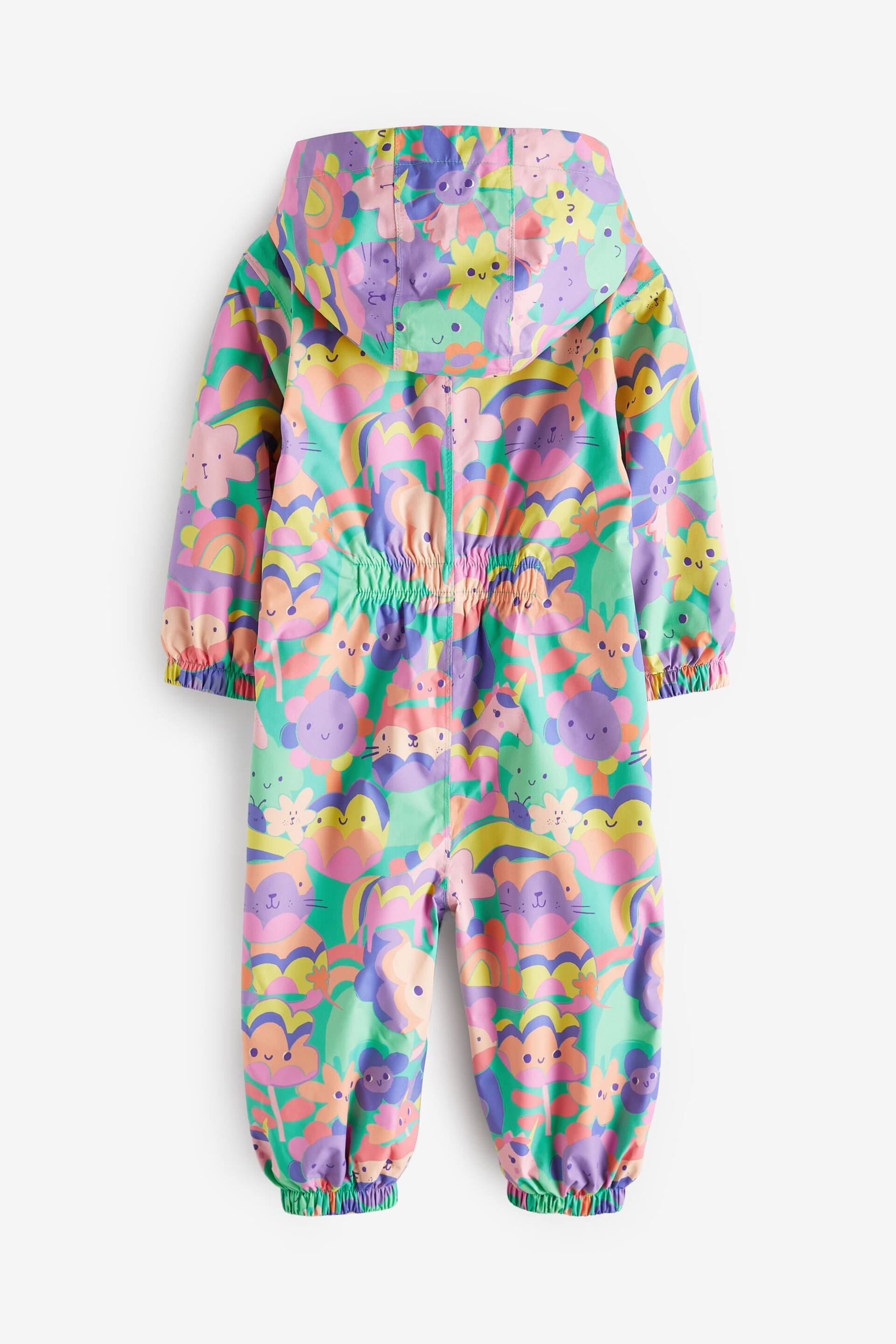 Multi Lightweight Waterproof Fleece Lined Printed Puddlesuit (3mths-7yrs) - Image 7 of 9