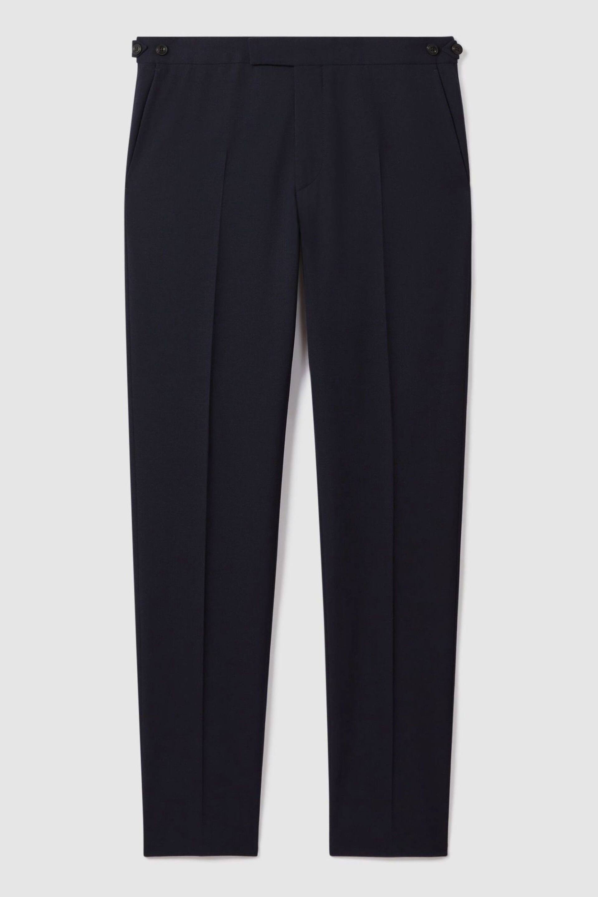 Reiss Navy Belmont Slim Fit Side Adjuster Trousers - Image 2 of 6