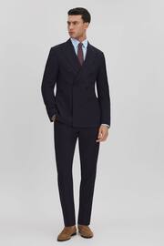 Reiss Navy Belmont Slim Fit Side Adjuster Trousers - Image 3 of 6