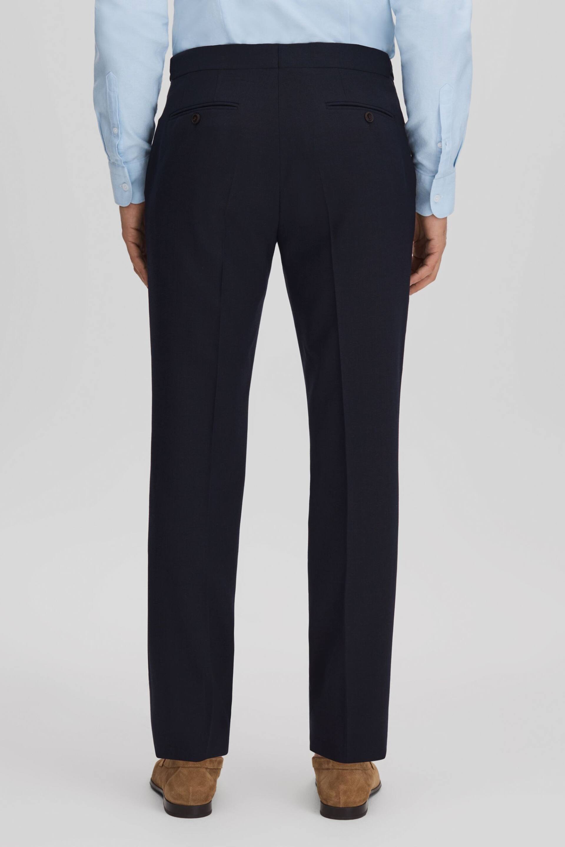 Reiss Navy Belmont Slim Fit Side Adjuster Trousers - Image 5 of 6