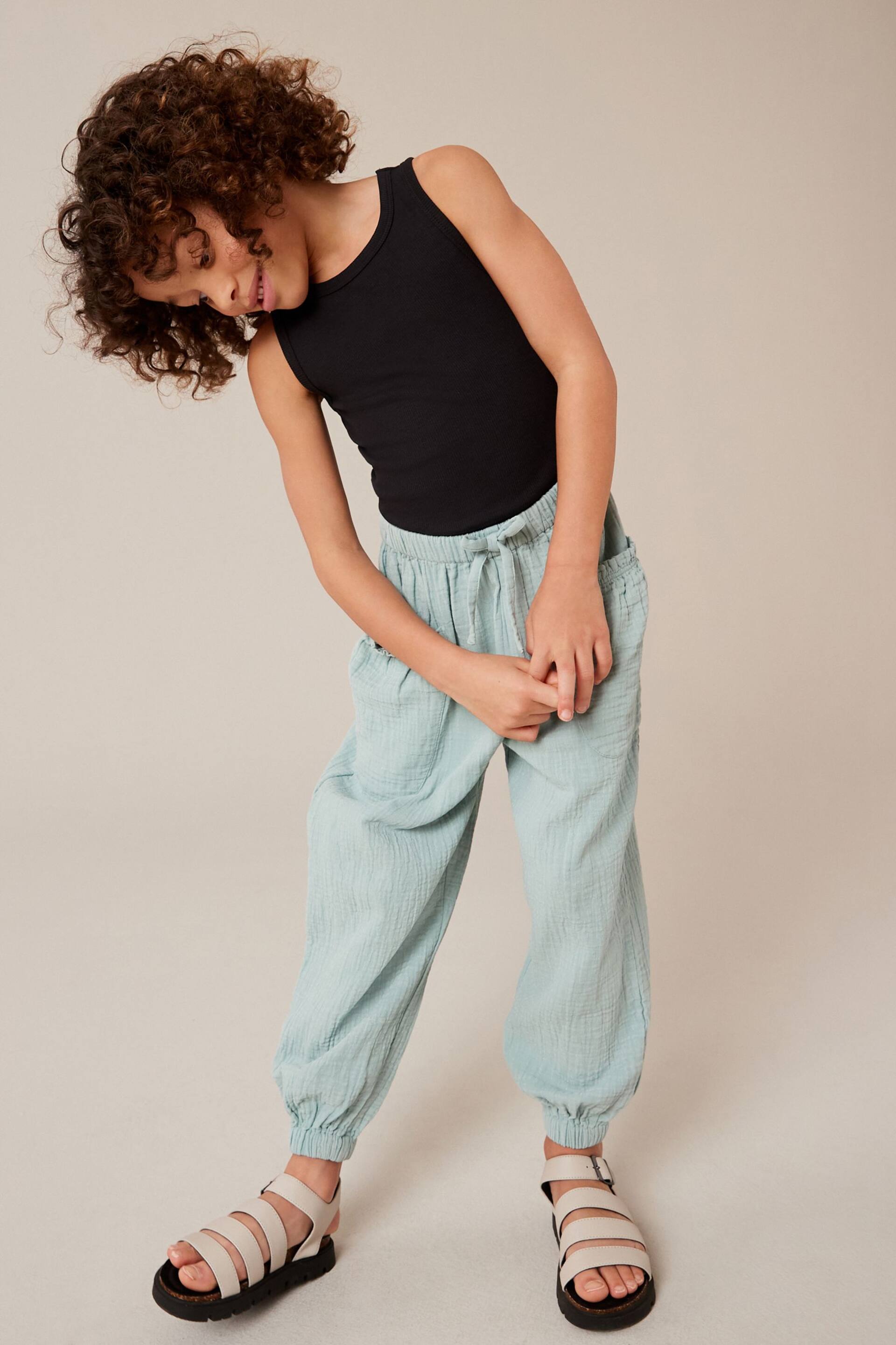 Teal Blue Textured Pull-On Trousers (3-16yrs) - Image 2 of 7