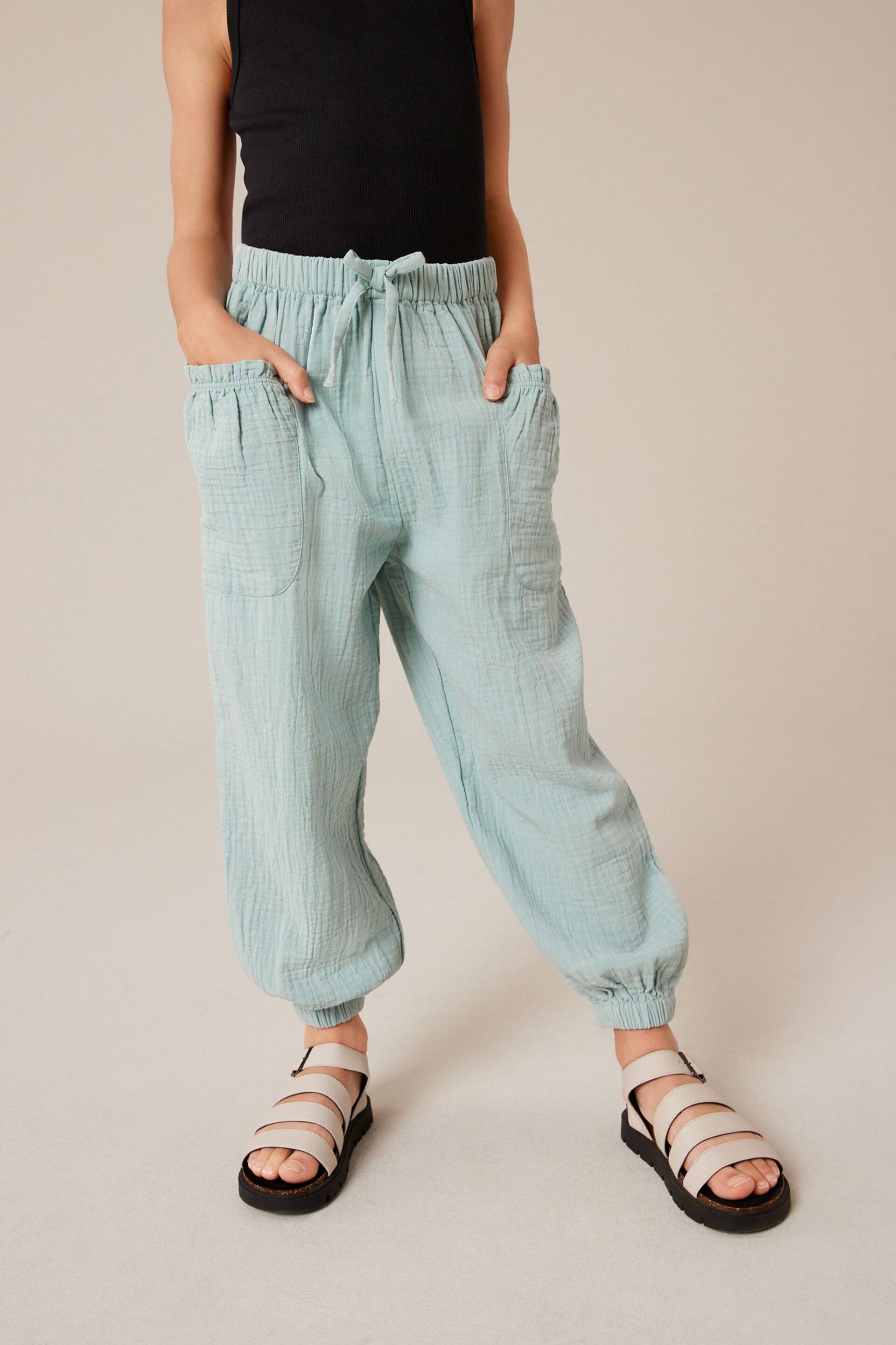Teal Blue Textured Pull-On Trousers (3-16yrs) - Image 3 of 7