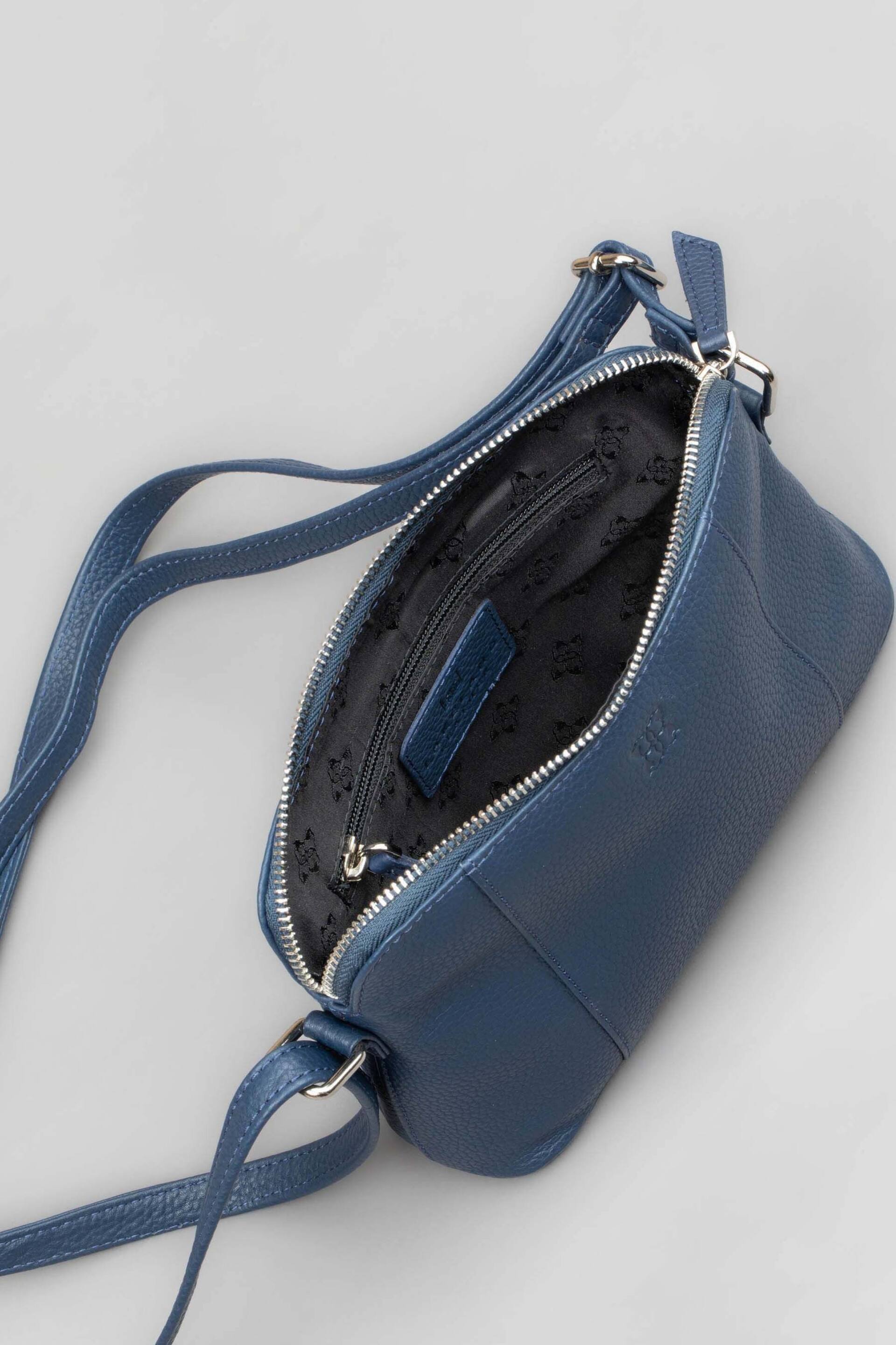 Lakeland Leather Blue Light Alston Curved Leather Cross-Body Bag - Image 4 of 6