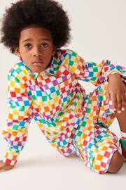 Little Bird by Jools Oliver Multi Rainbow Checkerboard Shacket - Image 3 of 9