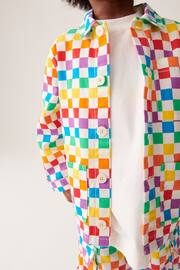 Little Bird by Jools Oliver Multi Rainbow Checkerboard Shacket - Image 5 of 9