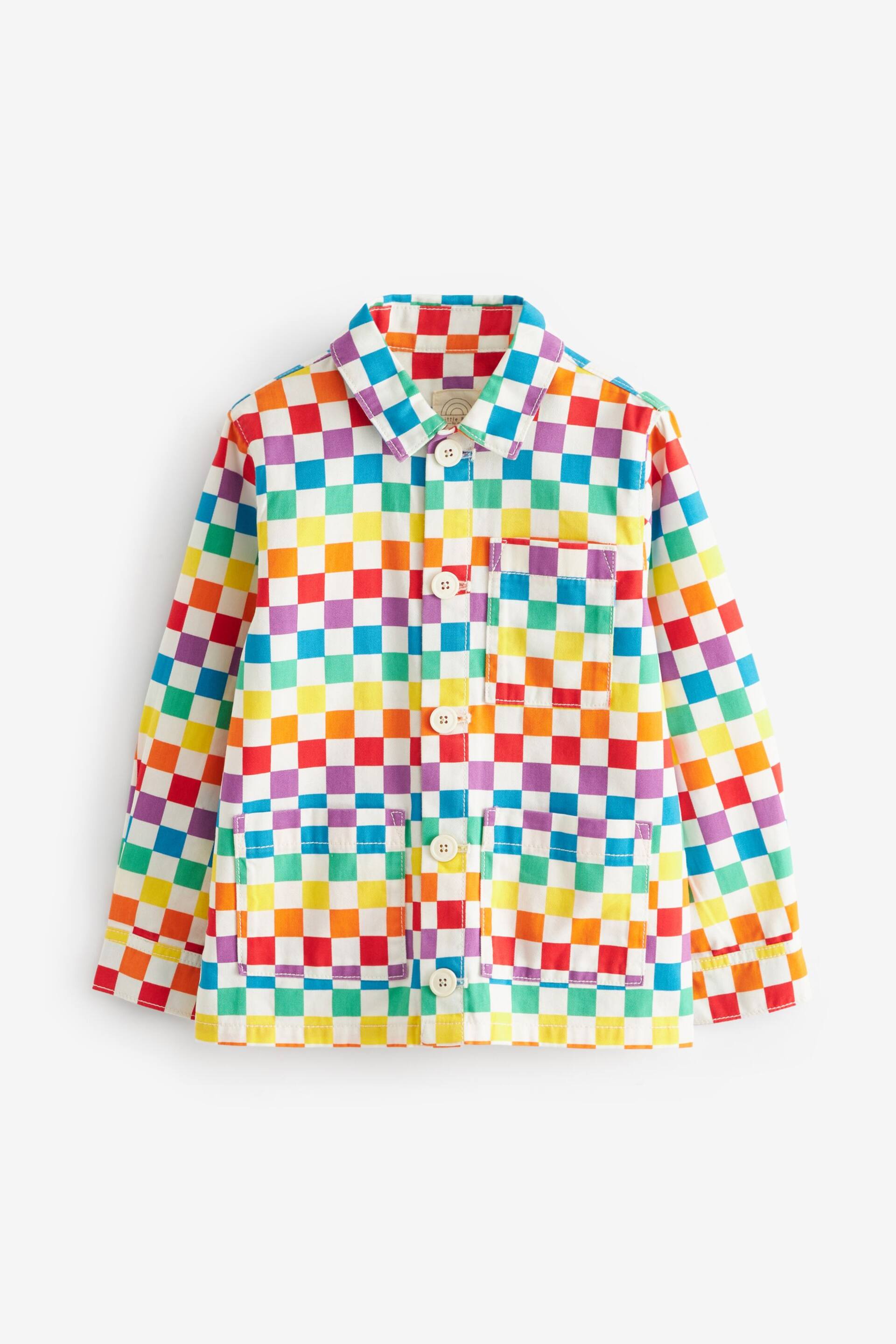 Little Bird by Jools Oliver Multi Rainbow Checkerboard Shacket - Image 7 of 9