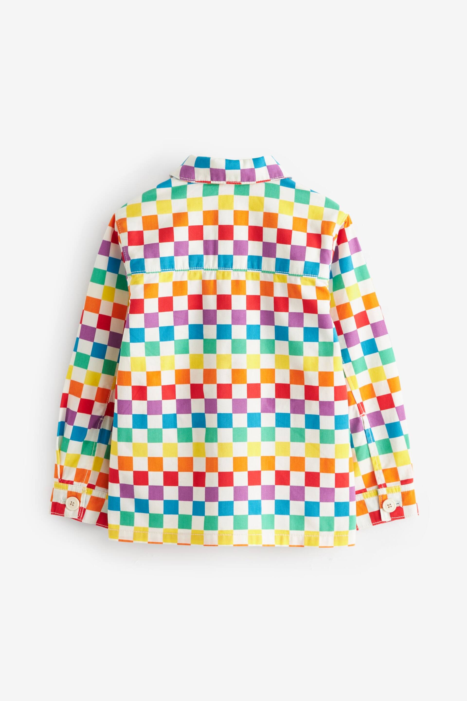 Little Bird by Jools Oliver Multi Rainbow Checkerboard Shacket - Image 8 of 9
