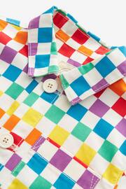 Little Bird by Jools Oliver Multi Rainbow Checkerboard Shacket - Image 9 of 9