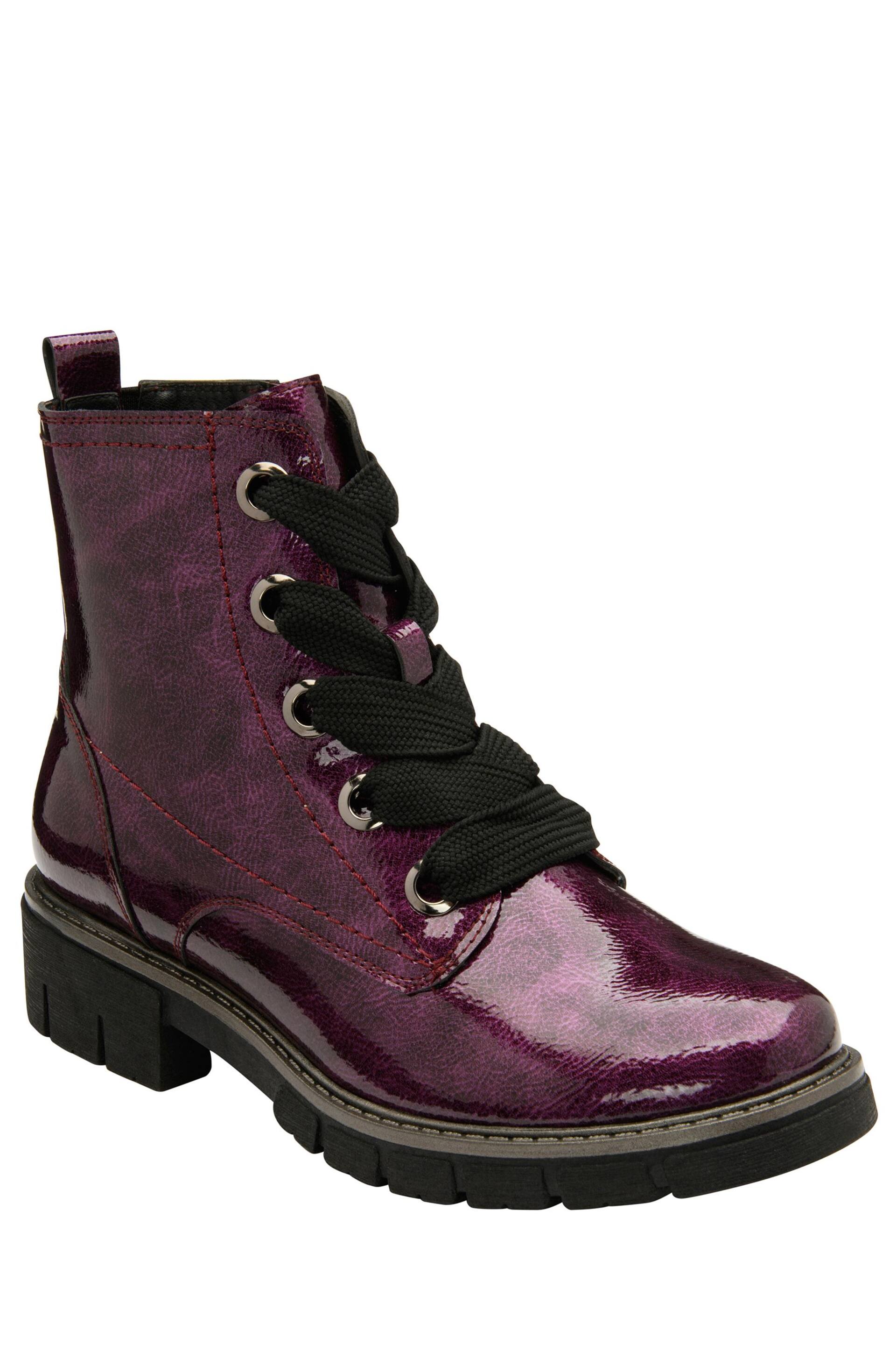 Lotus Purple Patent Lace-Up Ankle Boots - Image 1 of 4