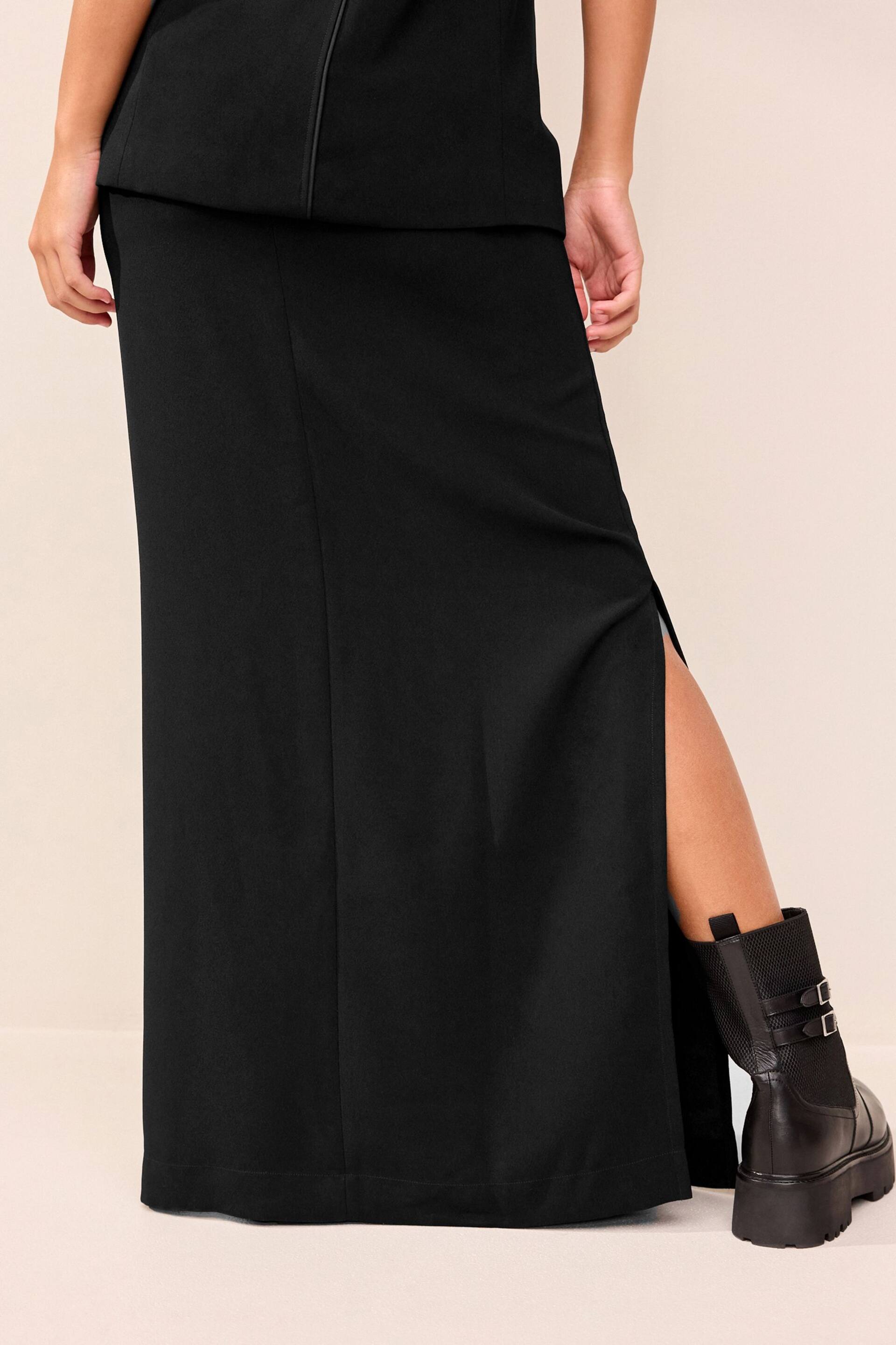 Black Tailored Crepe Column Skirt - Image 3 of 6
