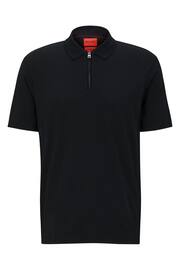 HUGO Black Zip Neck Polo Shirt - Image 5 of 5