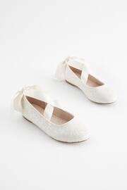 White Glitter Tie Ballerina Occasion Shoes - Image 1 of 5