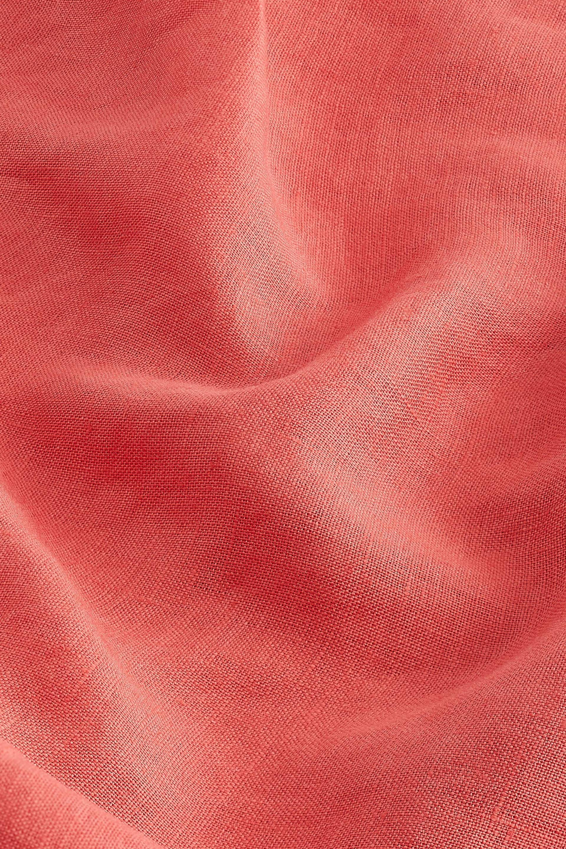 Coral Pink Premium 100% Linen Midi Dress - Image 5 of 5