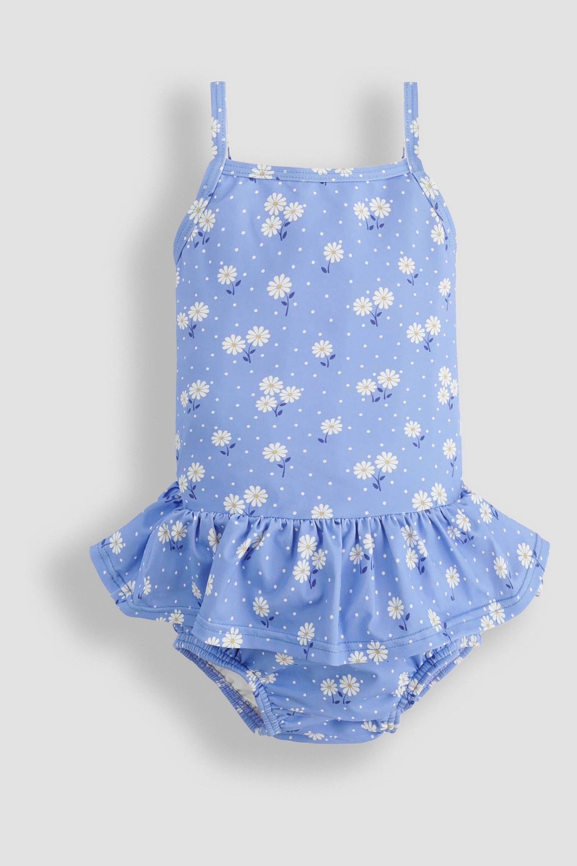 JoJo Maman Bébé Blue Daisy Swimsuit With Integral Nappy - Image 1 of 3