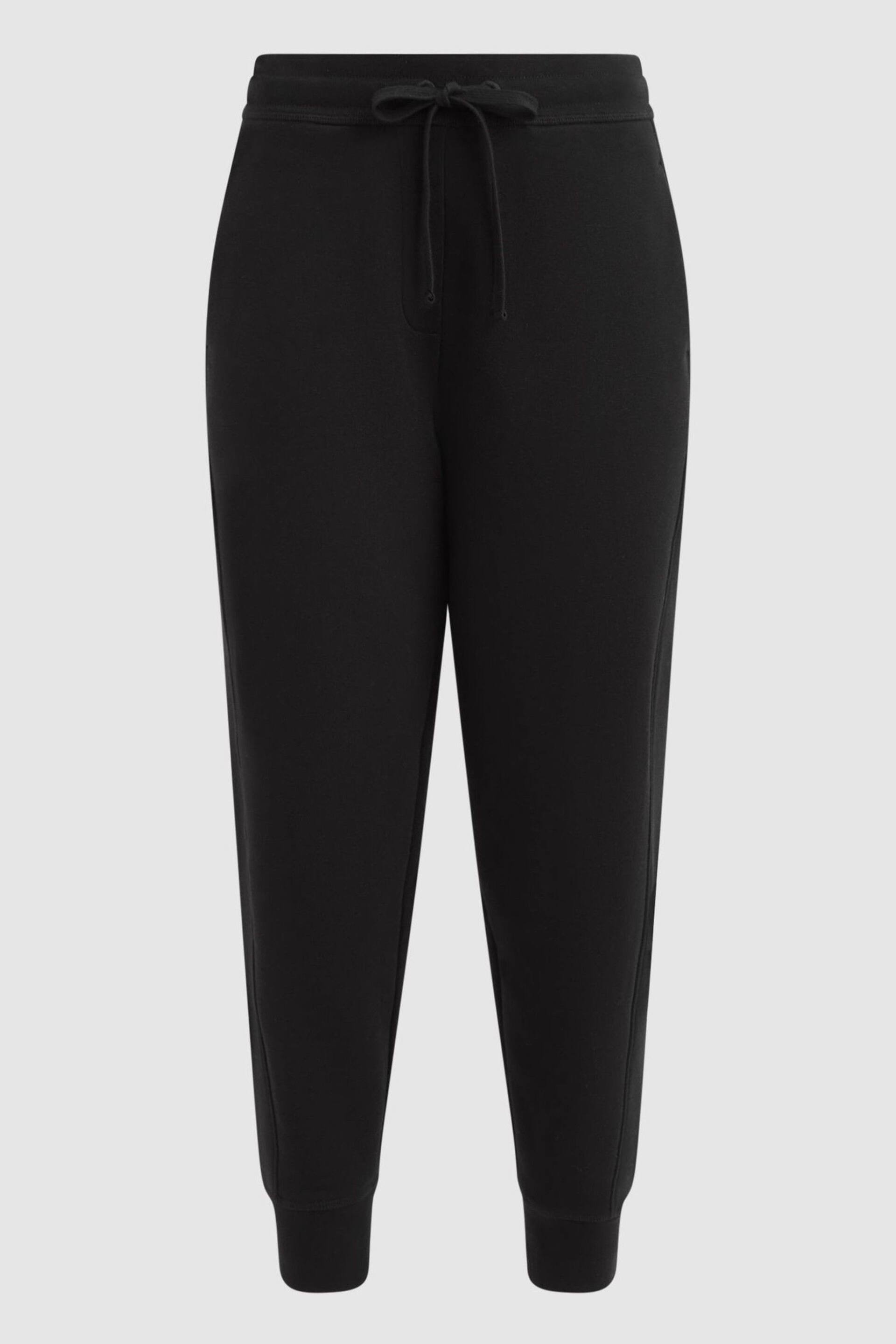 Reiss Black Bronte Cotton Drawstring Cuffed Joggers - Image 2 of 4