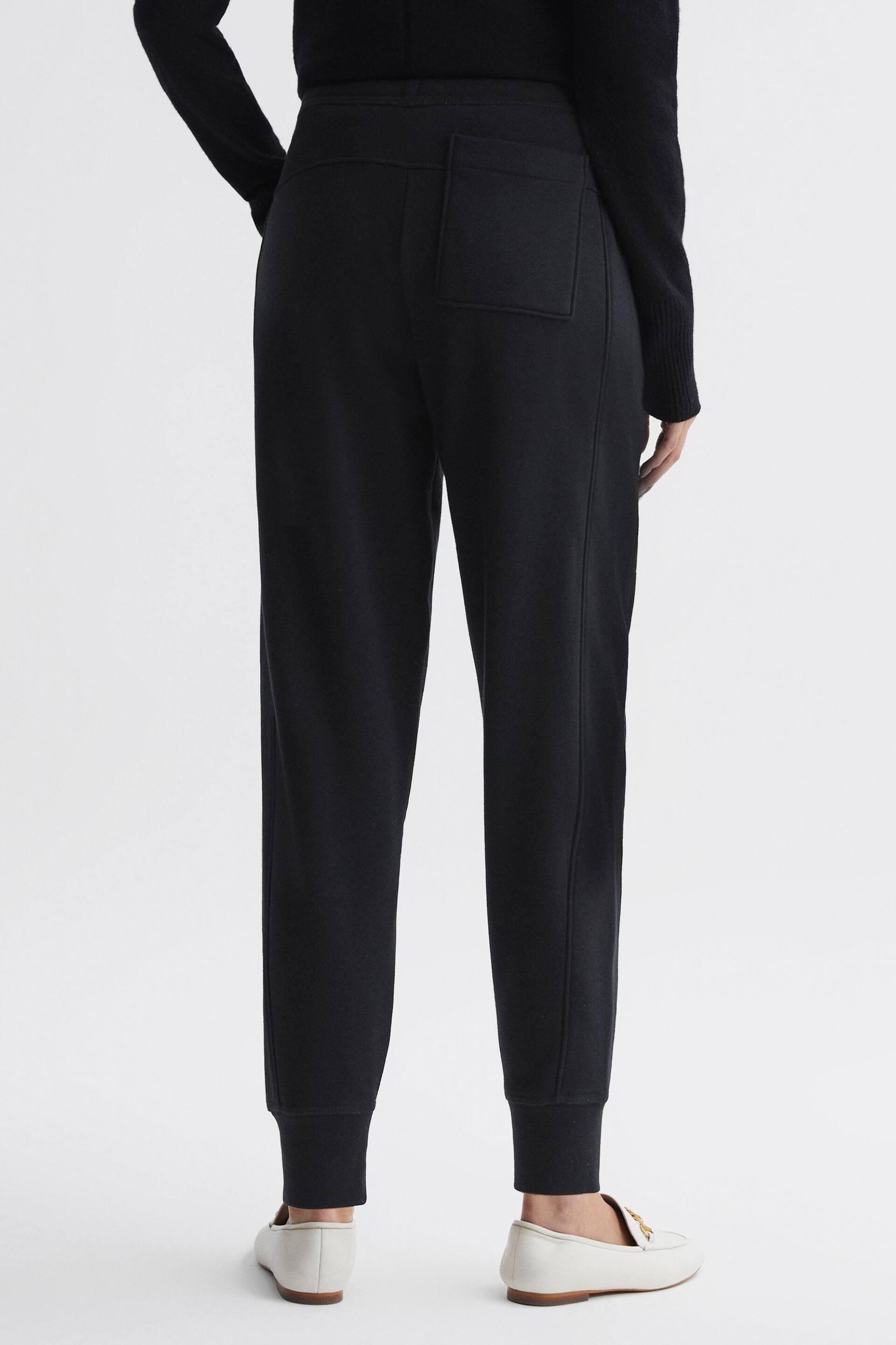 Reiss Black Bronte Cotton Drawstring Cuffed Joggers - Image 4 of 4