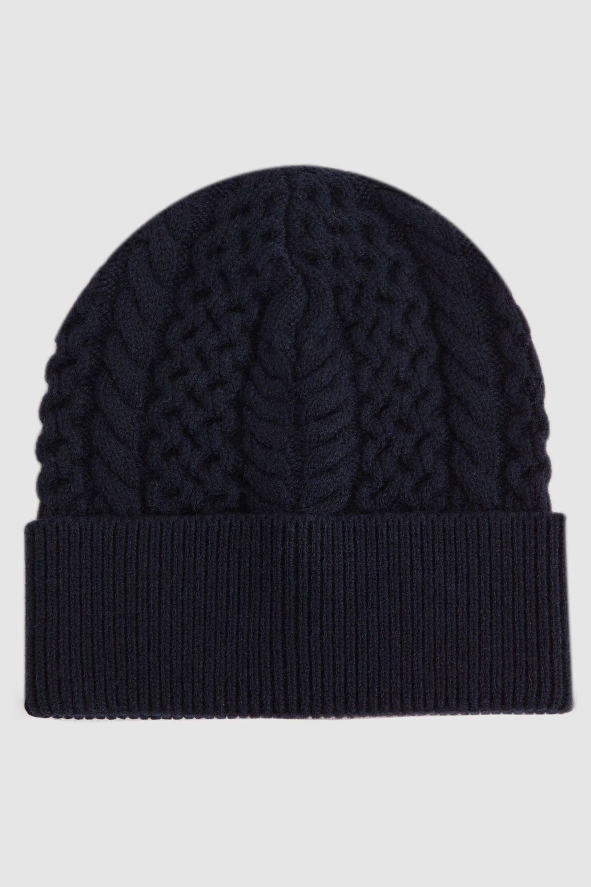 Reiss Navy Heath Junior Knitted Scarf and Beanie Hat Set - Image 3 of 5