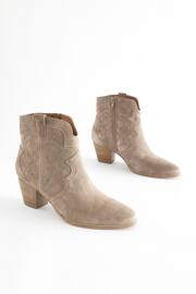Mink Brown Regular/Wide Fit Forever Comfort® Stitched Detail Ankle Western/Cowboy Boots - Image 1 of 9