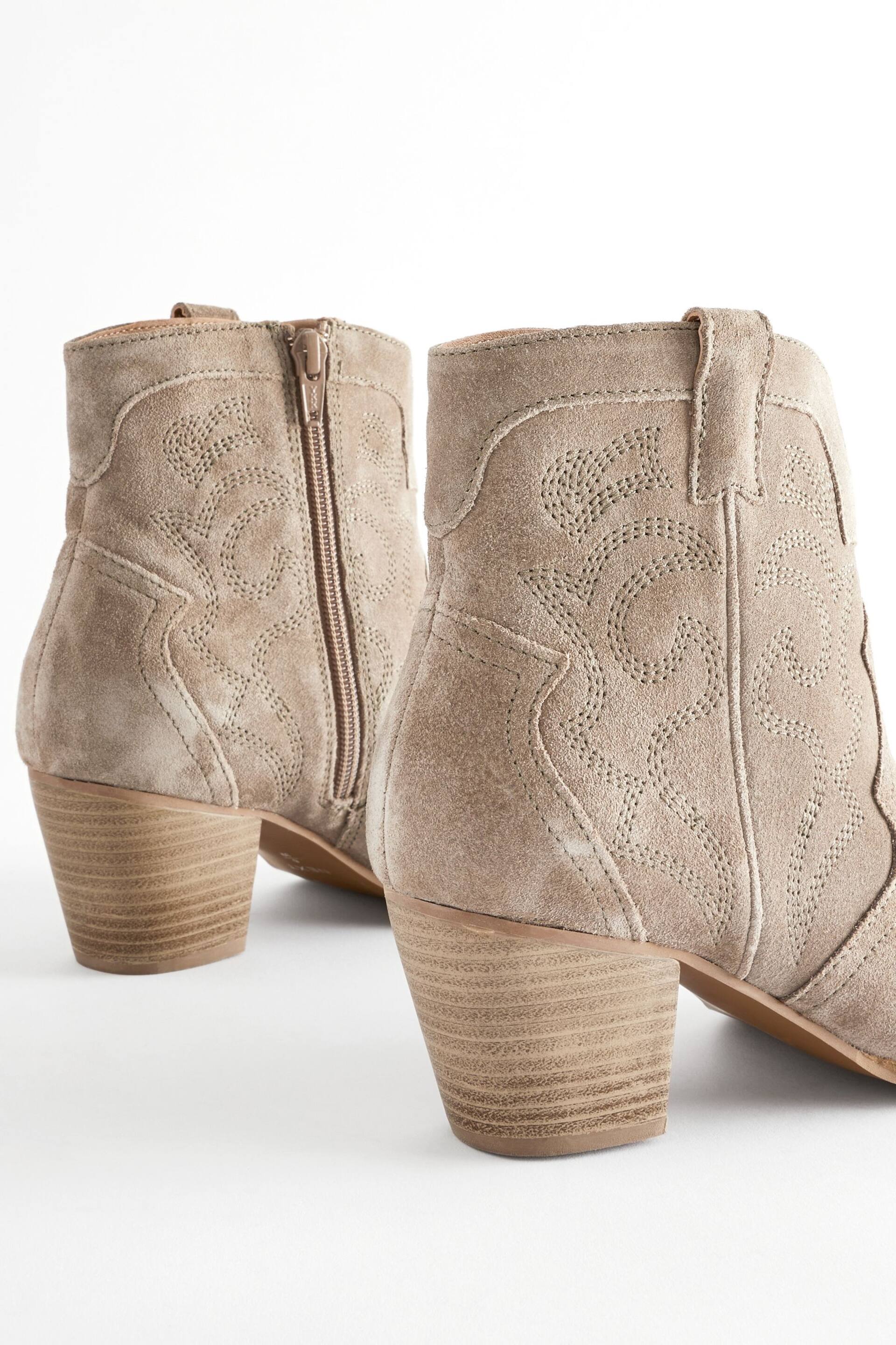 Mink Brown Regular/Wide Fit Forever Comfort® Stitched Detail Ankle Western/Cowboy Boots - Image 3 of 9