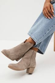 Mink Brown Regular/Wide Fit Forever Comfort® Stitched Detail Ankle Western/Cowboy Boots - Image 8 of 9